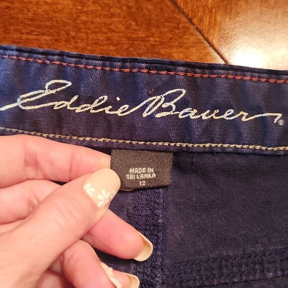 Eddie Bauer Boyfriend Mid Rise Relaxed Leg Corduroy Pants, Size 12, Navy Blue - Picture 6 of 10